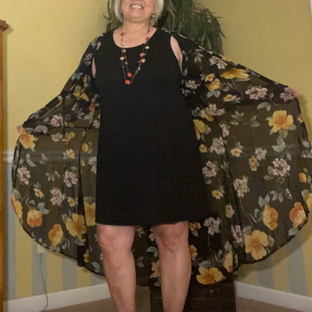 NWT Liberty Love 2-Piece Black Dress & Floral Kimono Coverup Size XL - Picture 6 of 17